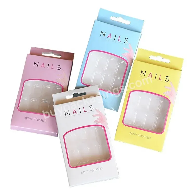 Wholesale Custom Logo Paper Window Product Package Press On Nails Packaging Box With Nail Tray