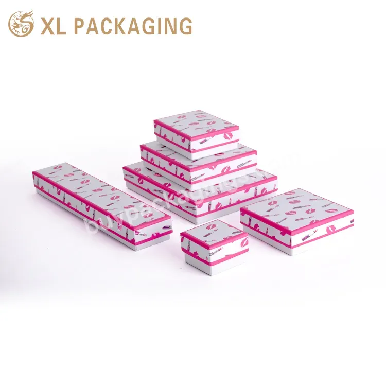 Wholesale Custom Logo Pink Bracelet Necklace Ring Pendant Jewelry Lid And Base Packaging Box For Gift