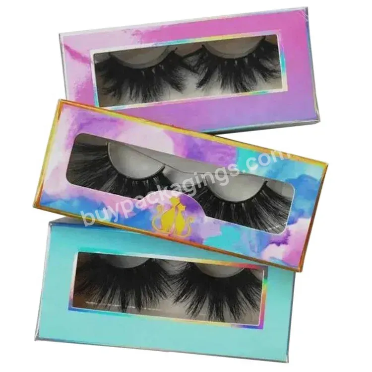 Wholesale Custom Logo Print Black Colorful Paper Empty Eyelash Lash Box Packaging With Clear Window
