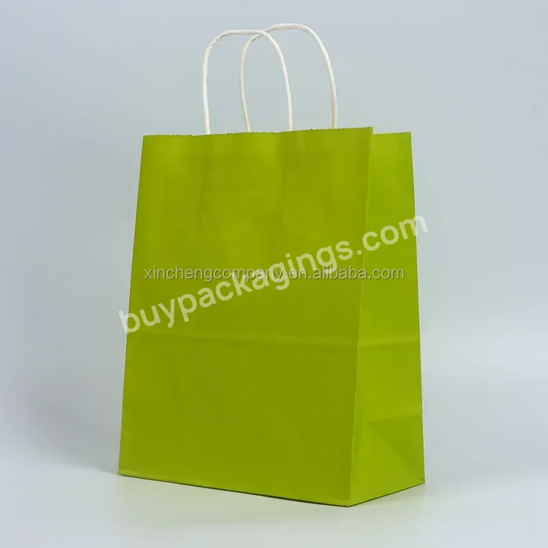 Wholesale Custom Logo Printed Grocery Packaging Craft Brown Kraft Paper Shopping Bag With Handle