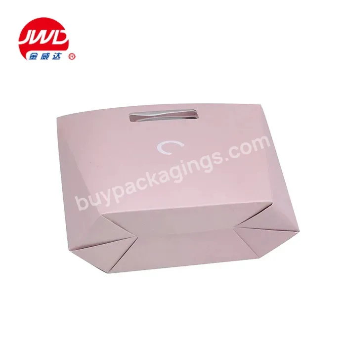 Wholesale Custom Logo Printed White Art Paper Bag With Die Cut Handle