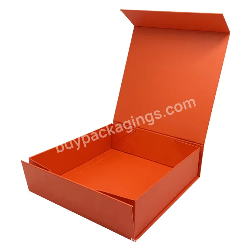 Wholesale Custom Luxury Magnetic Box Lid Closure Orange Gift Box Cardboard For Cosmetic