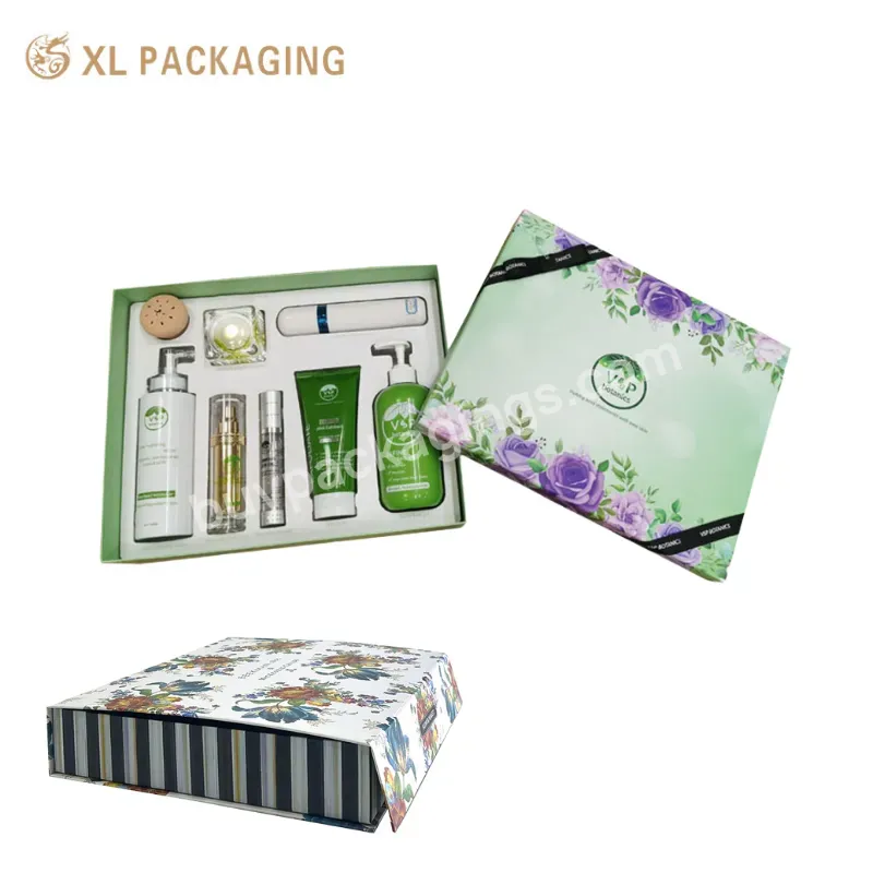 Wholesale Custom Magnet Box Printed Flowers Cosmetic Magnet Packaging Box For Women Skin Care Packaging Paper Cardboard Oem Cmyk