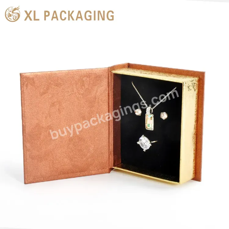 Wholesale Custom New Design Earrings Necklaces Ring Book Shape Magnet Jewelry Box For Give