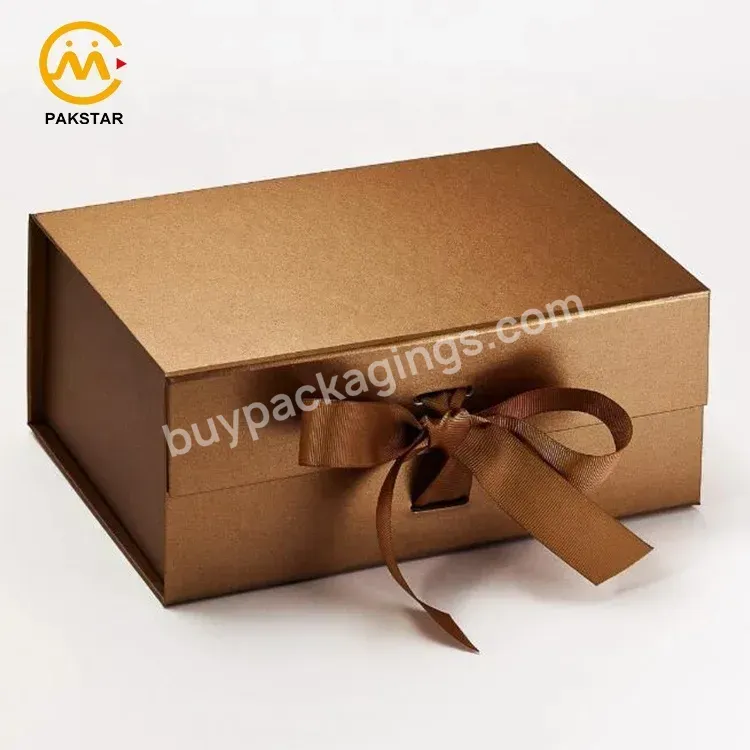 Wholesale Custom Print Large Wedding Dress Packaging Big Magnetic Lid Gift Box With Ribbon Closure