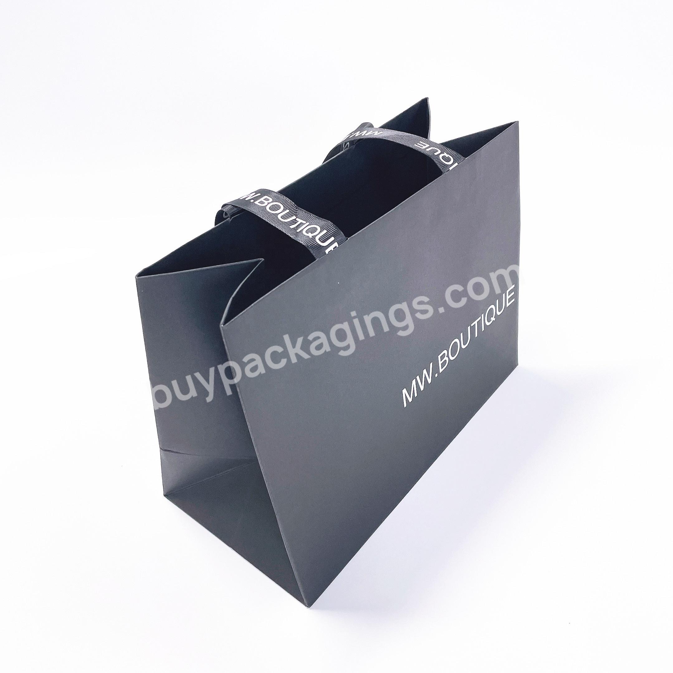 Wholesale Custom Printed Black Luxury Shopping Gift Paper Bag With Handle