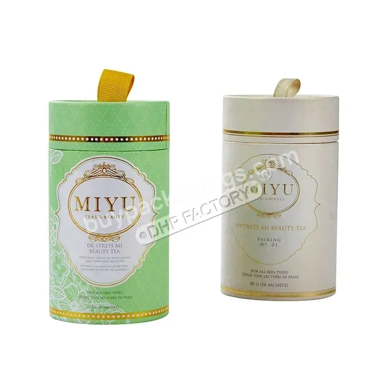 Wholesale Custom Printed Pet Food Brand Round Cardboard Paper Tube Cylinder Packaging Box With Handle Ribbon