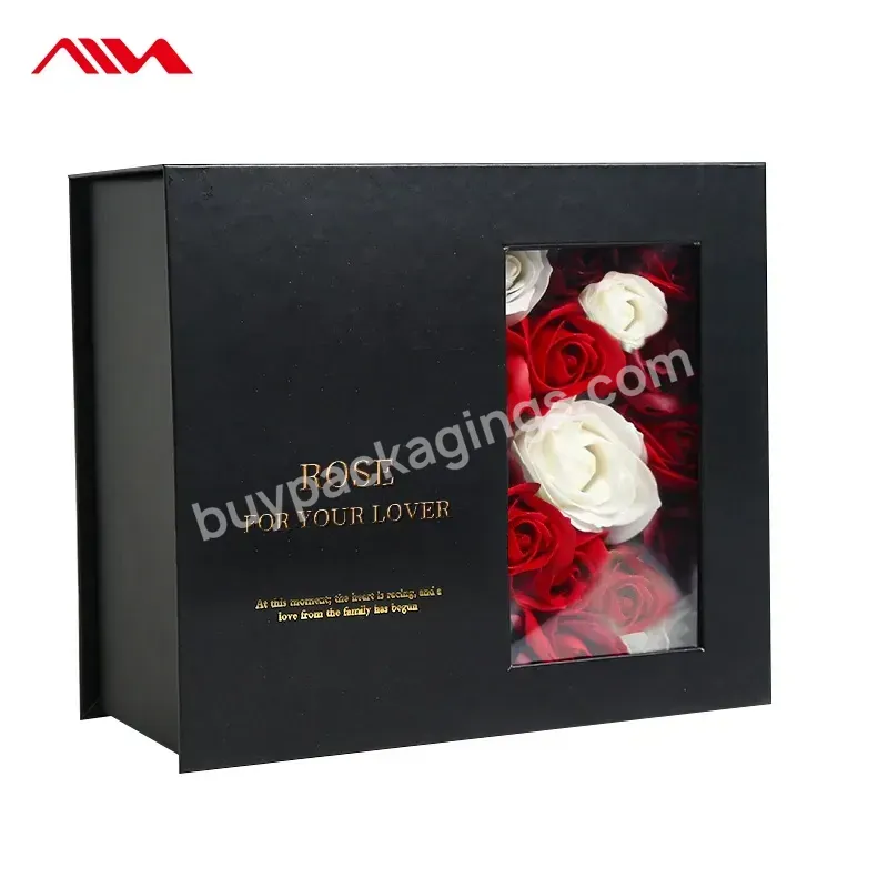 Wholesale Custom Round Square Heart Shape Luxury Paper Flower Display Box With Clear Lid