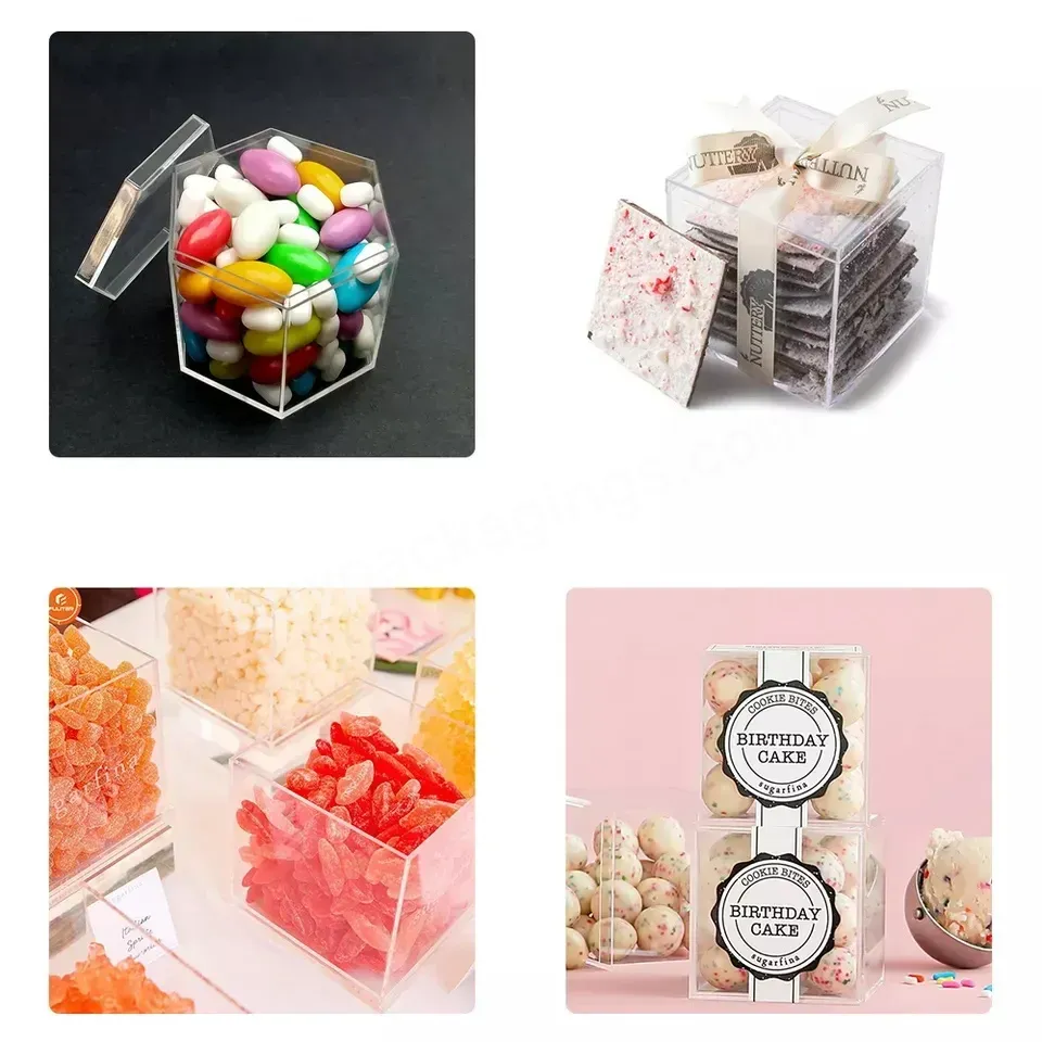 Wholesale Custom Square Clear Acrylic Food Box Wedding Acrylic Candy Gift Box With Lid