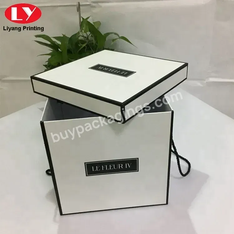 Wholesale Delivery Packaging Cardboard Paper Flower Boxes Logo Luxury Square Cardboard Paper Flower Box