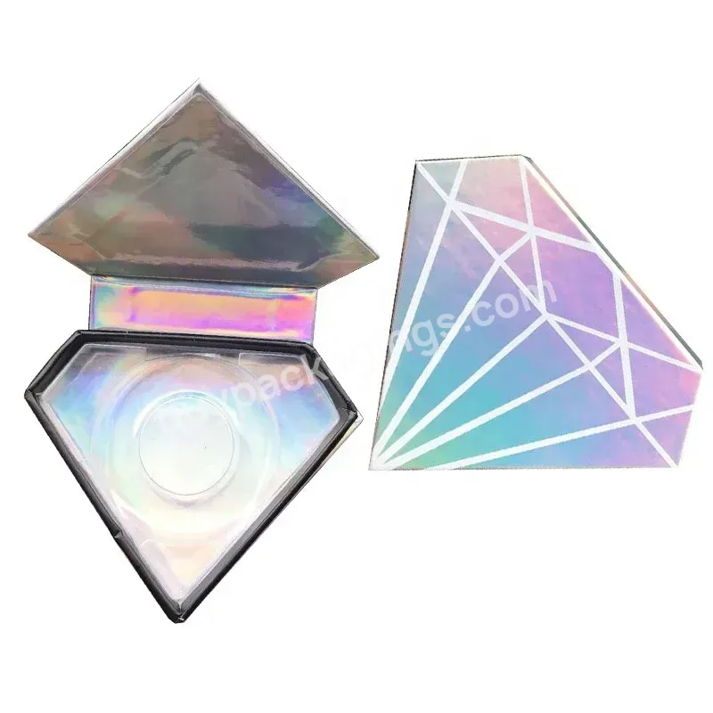 Wholesale Diamond Shape False Eyelashes Case Packaging Laser Paper Eyelashes Box Real Mink Eyelashes Packaging Box