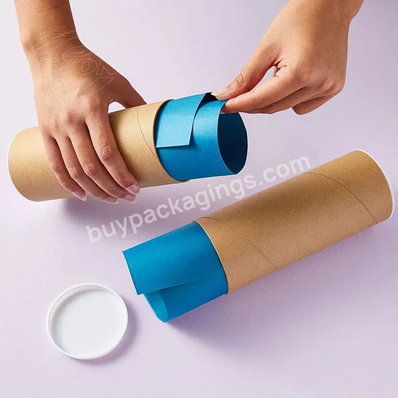 Wholesale Eco Friendly Mailing Poster Shipping Cylindrical Paper Tube Packaging With Plastic Lids On The Ends