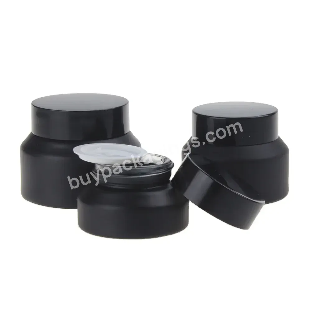 Wholesale Empty Packaging 15g 30g 50g Matte Black Cream Jar For Sale,Inclined Shoulder Cosmetic Frosted Black Glass Jar - Buy Empty Cream Jar,Cream Glass Jar,Matte Black Cosmetic Jar.