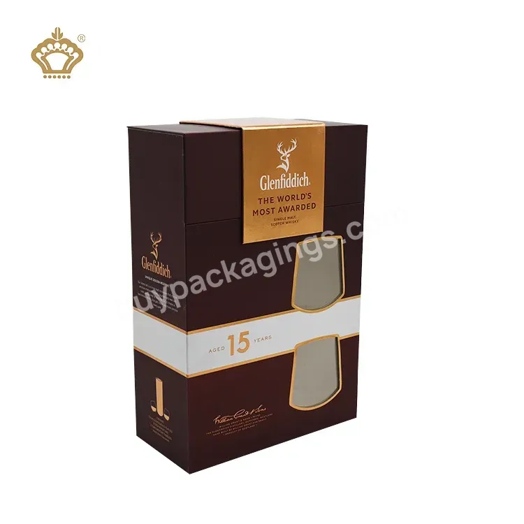 Wholesale Gift Cup Cardboard Eva Foam Packing Custom 2 Glass Bottles Red Wine Whisky Brandybottle Box Packaging