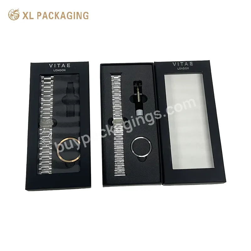 Wholesale Handmade Custom Packaging Gift Box Jewelry Watch Box Black Watch Strap Packing Box Smart Watch Gift Packaging With Eva