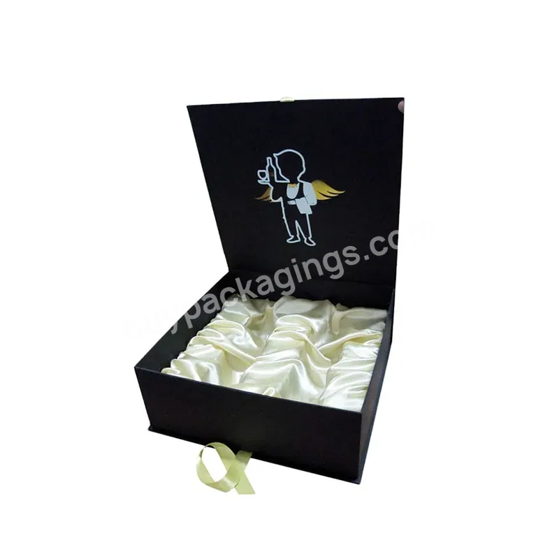 Wholesale Hot Stamping Cardboard Hair Bundles Packaging Box Hair Extension Wig Magnetic Gift Box With Ribbon For Wig Accessories