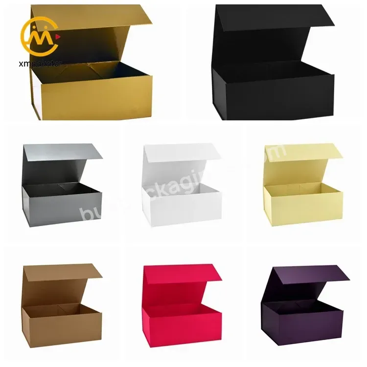 Wholesale Luxury Collapsible Golden Paper Foldable Cosmetic Set Packaging Magnetic Folding Boxes