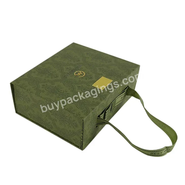 Wholesale Luxury Custom Paper Folding Shoe Packaging Cardboard Magnetic Gift Boxes With Ribbon Handle