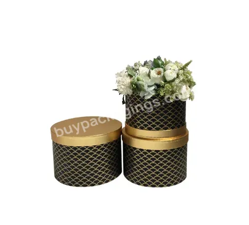 Wholesale Luxury Round Hot Stamp Foil Gift Flower Box With Lid For Valentines Mothers' Day