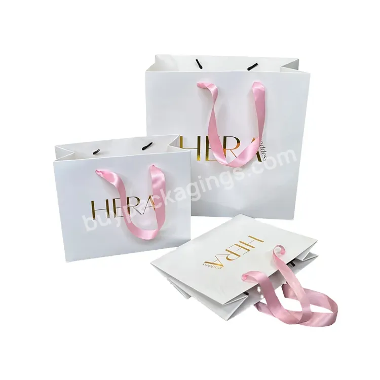 Wholesale Luxury White Customized Logo Shopping Paper Bag For Wigs