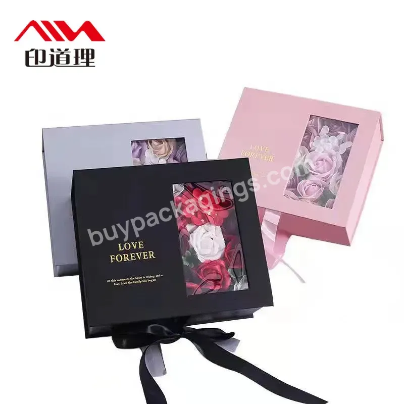 Wholesale Manufacturer Rose Folding Gift Box Flower Packaging Chocolate Foam Flower Box