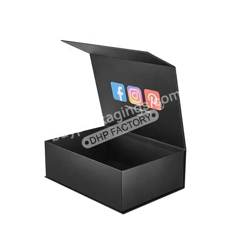 Wholesale Matte Black Printed Wigs Hair Extension Paper Rigid Cardboard Cosmetic Magnetic Gift Box With Custom Logo