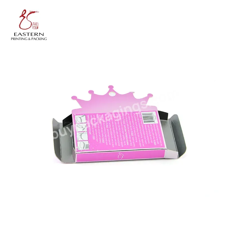 Wholesale New Design Pink Paper Lash Box With Crown Shape With Pvc Clear Window