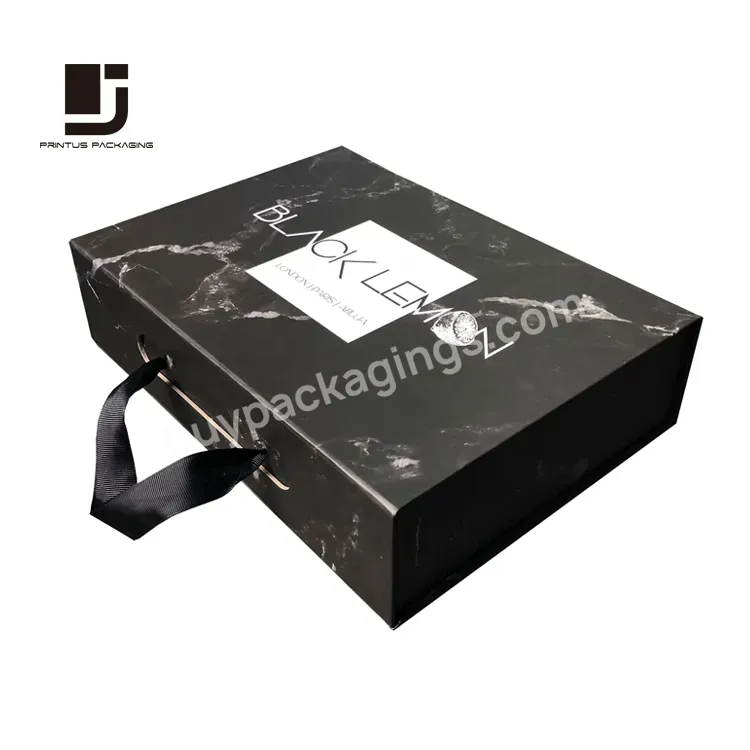 Wholesale Printed Brand Black Magnetic Closure Gift Box Packaging