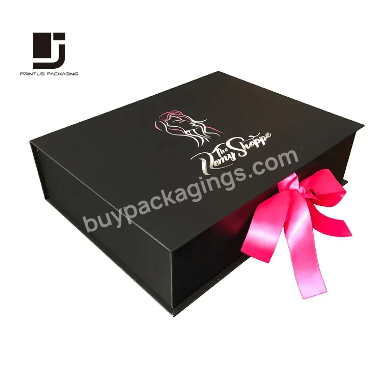 Wholesale Printed Brand Ribbon Closure Wig Gift Box Packaging