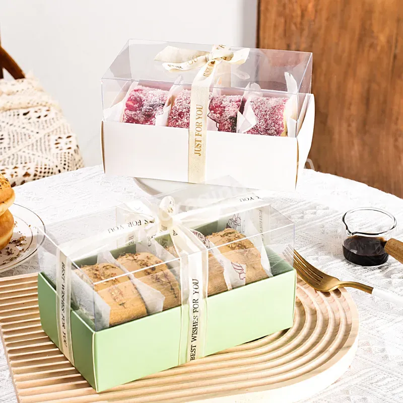 Wholesale Transparent Cake Box Macaron Dessert Package Box Bread Bakery Sweet Cereal Food Paper Box