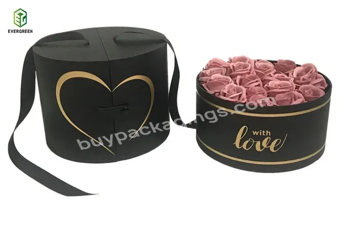 Wholesale Two Doors Round Valentines' Day Gift Flower Package Boxes With Satins
