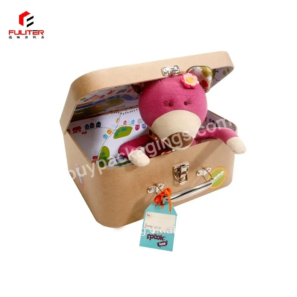 Wholesale Unique Design Baby Keepsake Box Kraft Paper Cardboard Suitcase Gift Box Newborn Keepsake Box