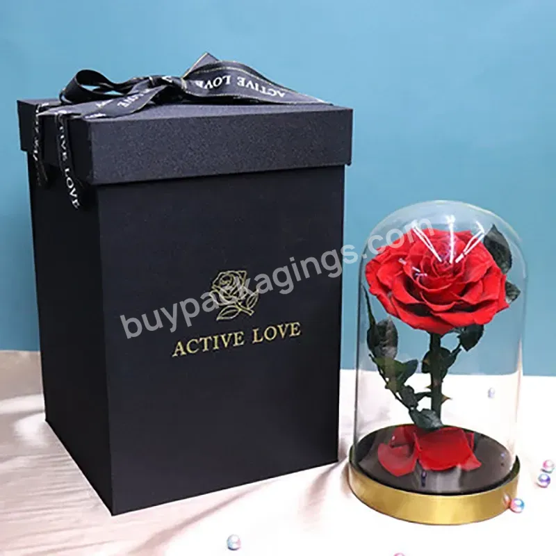 Wholesale Unique Rose In Glass Dome Clear Decorative Glass Dome With Gift Box