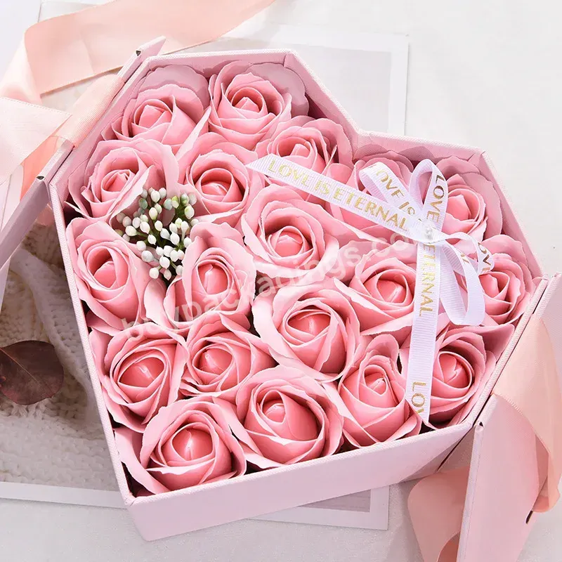 Wholesale Valentines Luxury Love Shaped Rose Folding Gift Box Packaging Caja De Corazon Para Flores Custom Heart Box For Flowers