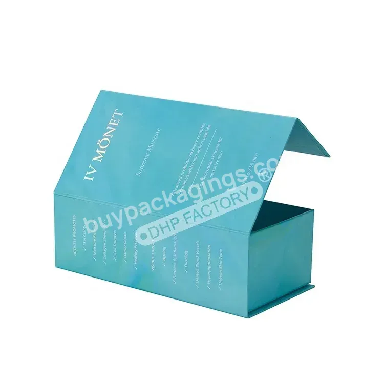 Wholesaler Luxury Custom Blue Design Holographic Foil Logo Rigid Cardboard Cosmetic Glass Jar Packaging Boxes For Skin Care