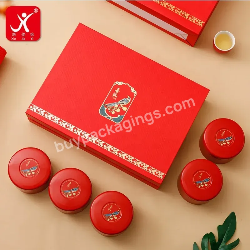 Xinjiayi Tin Can Matte Color Metal Canister Gift Box Set Can Be Matched Tinplate Jar Round Tin Canister