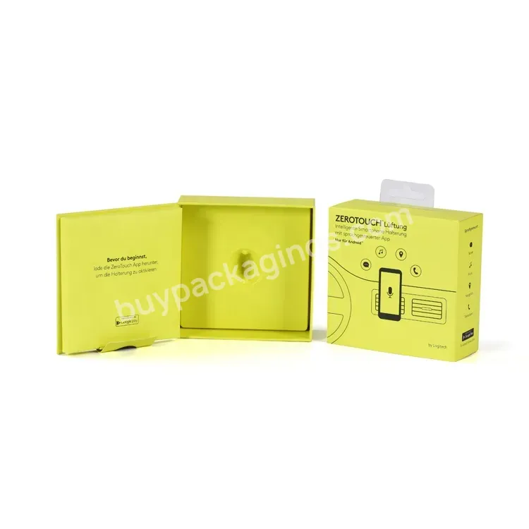 Yellow Package Cardboard Phone Headset Electronics Box Book-shaped Paper Box With Hook Custom Printed Mobile Phone Earphone Box