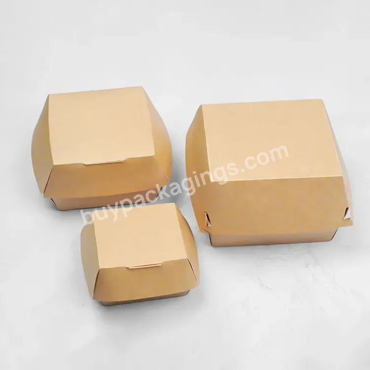 2021 Hot Sale Custom Take Away Kraft Paper Home Delivery Box Eco Hamburger Burger Box Packaging Custom Printed Paper Boxes