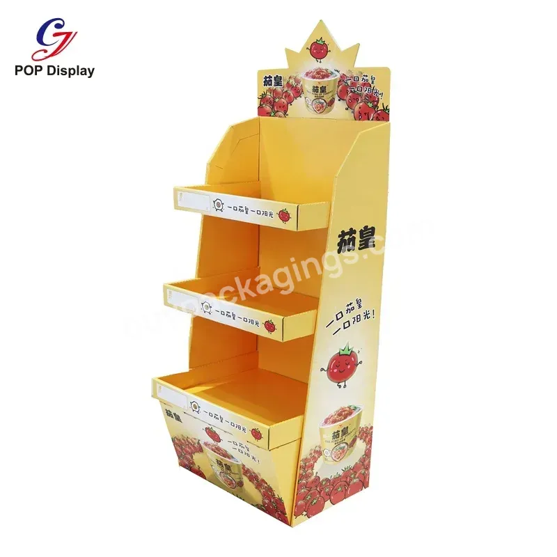 3 Tiers Custom Size Brand Logo Printing Advertising Corrugated Paper Cardboard Display Stand For Fruits And Vegetables Shops - Buy 3 Tier Cardboard Display,Display For Fruits And Vegetables,Cardboard Display For.