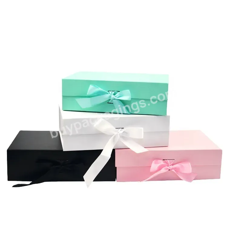 4 Colors Luxury Satin Ribbon Custom Logo Packaging Gift Boxes For Gifts Pack