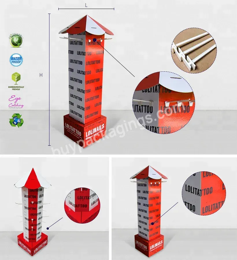 4 Sides Rotating Portable Paper Supermarket Hooks Rack Cardboard Floor Turntable Display Stands For T-shirt Clothes Stores - Buy Rotating Cardboard Display,Turntable Display Stand,Supermarket Portable Paper Rack.