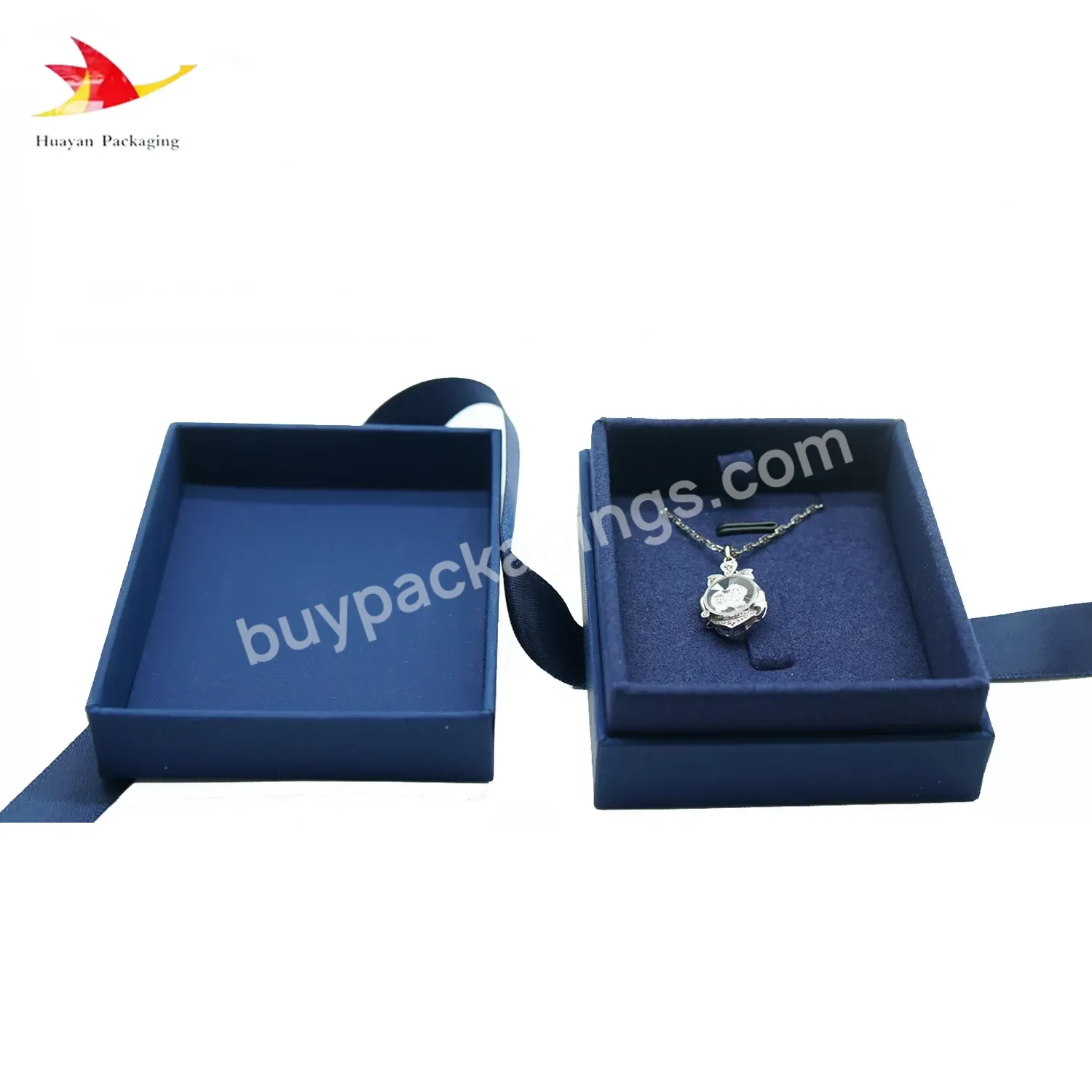 Accessories/earrings/bracelet/necklace/pendant Ribbon Box Blue Boutique Fashion Custom Printed Logo Packaging