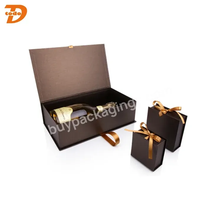 Beverage And Liquor Industrial Use Luxury Rigid Cardboard Paper Packaging Gift Champagne Wine Box With Magnetic Closure