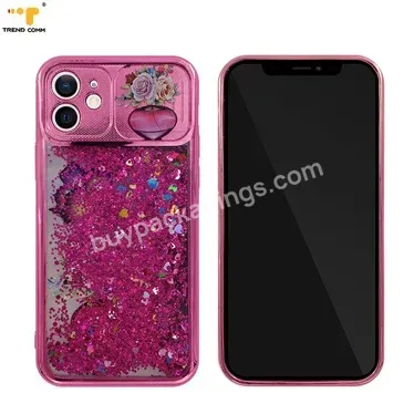 Bing Glitter Slide Camera Lens Protector Tpu Pc Uv Printing I Phone Case For Iphone 12 Mini