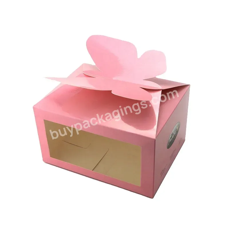 Biodegradable Pink Baby Shower Paper Sweet Box Paper Packaging For Food Butterfly Shape With Pvc Clear Window Food Packaging