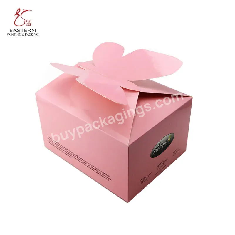 Biodegradable Pink Baby Shower Paper Sweet Box Paper Packaging For Food Butterfly Shape With Pvc Clear Window Food Packaging