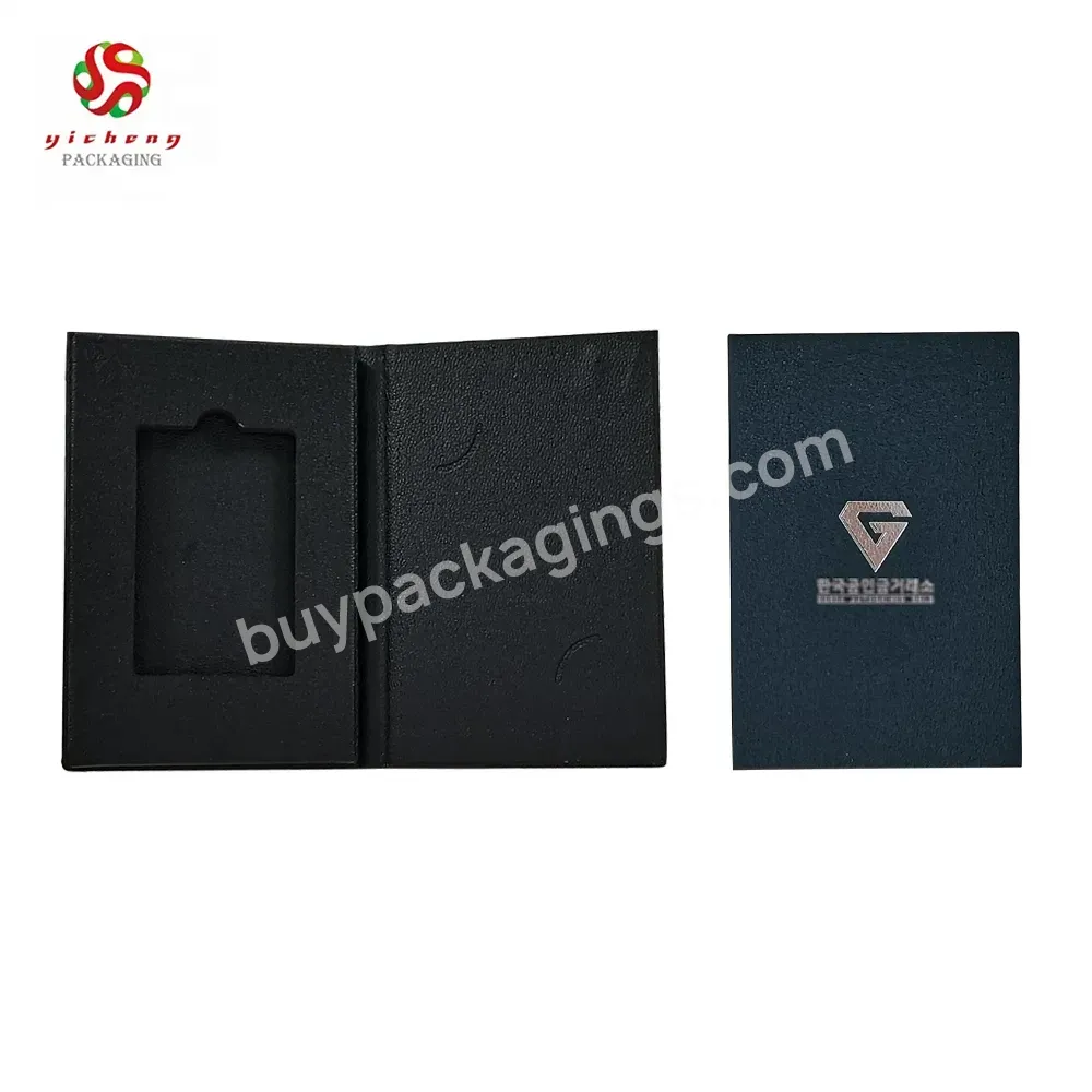 Black Color Personalized Printed Magnetic Closure Flap Book Shape Style Gift Packaging Box For Vip Credit Card With Foam Insert