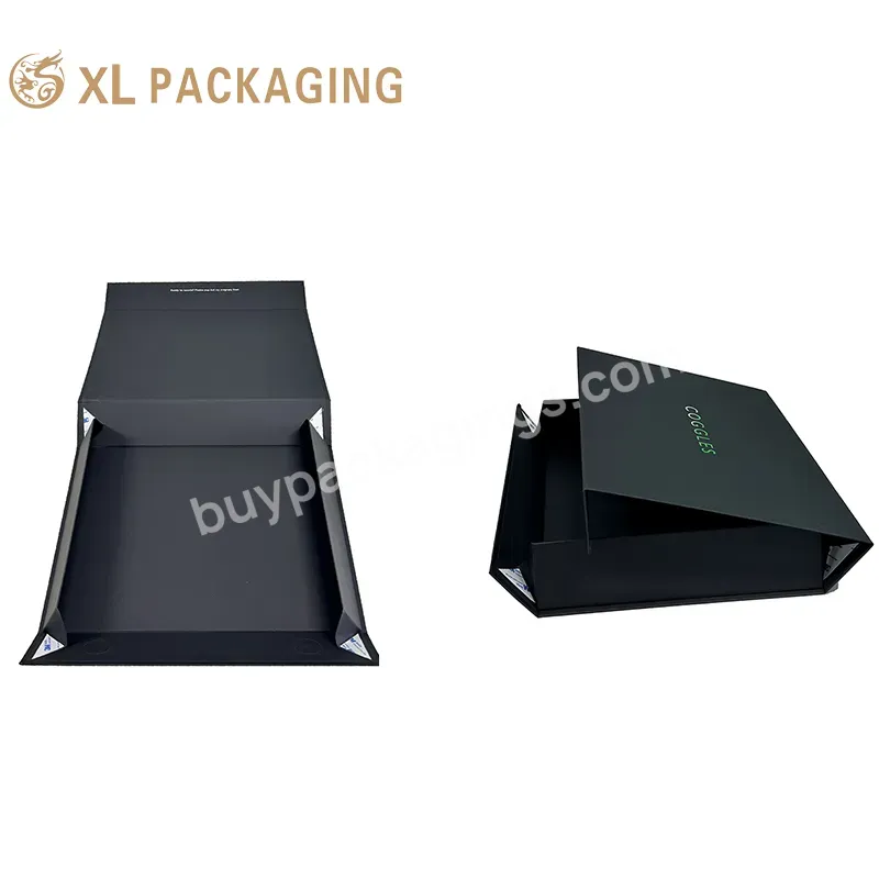 Black Custom Logo Foldable Magnetic Premium Luxury Recyclable Rigid Cardboard Paper Packaging For Clothing - Buy Foldable Paper Gift Box,Black Kraft Paper Foldable Gift Box,Flip Top Boxes With Magnetic Catch.