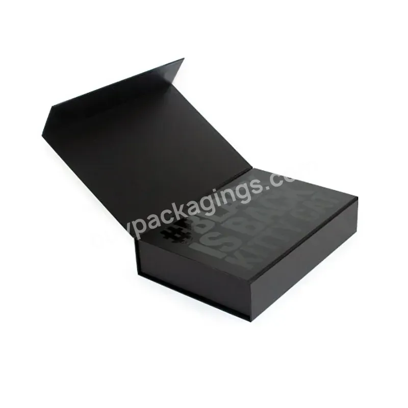 Book Shape Luxury Grey Board Kraft Paper Cajas De Carton Gift Box Clothing Magnet Uv Black Packaging Box