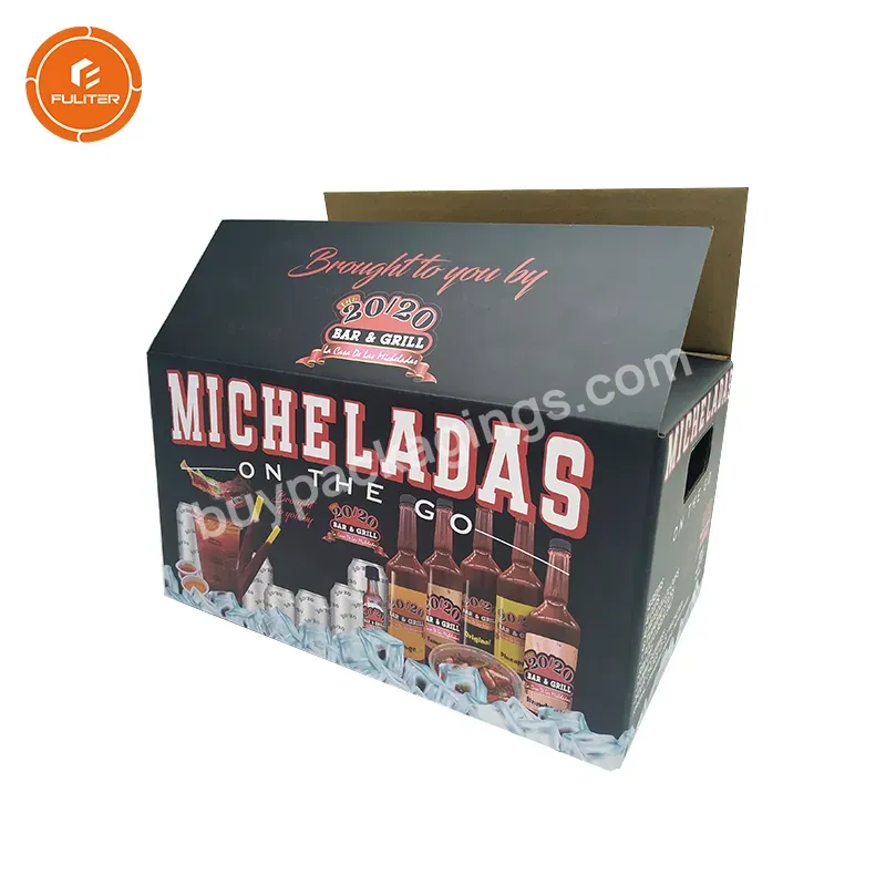 Cardboard 24 Bottle Beer Carton Box Custom Logo Hard And Firm Corrugated Beer Gift Bottle Box Packaged For 24 Beer